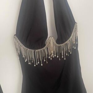 Black mini Dress with Silver Embellishments